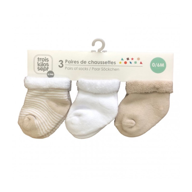 Καλτσακια Σετ 3 Τεμ Μπεζ 0-3 Μηνων Trois Kilos...