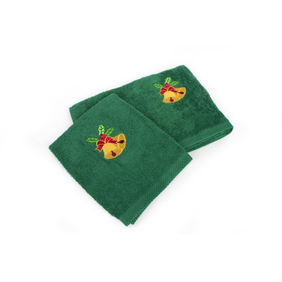 Χριστουγεννιάτικο Σετ Πετσέτες 2 τεμ Dimcol Bells Πράσινο