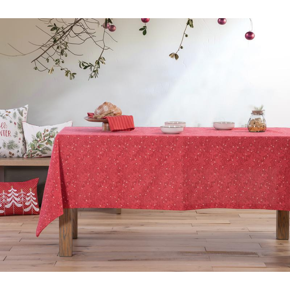 Χριστουγεννιάτικο Τραπεζομάντηλο Nef-Nef Grace Red 140x240