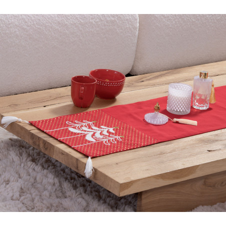 Χριστουγεννιάτικη Τραβέρσα Nef-Nef Elegant Christmas Trees Red 33x150
