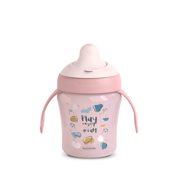 Ποτήρι Εκπαιδευτικό με λαβές 200ml +6μ BEAR Pink Suavinex
