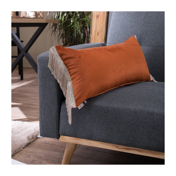 Μαξιλάρι Διακόσμησης Βελουτέ Teoran Velvet 05 με Κρόσι 30x60