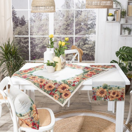 Σετ Καρέ & Runner Teoran Sunflower 100x100 & 40x100