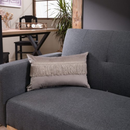 Μαξιλάρι Διακόσμησης Teoran Velvet 07 Με Κρόσι - 30x50cm με γέμιση