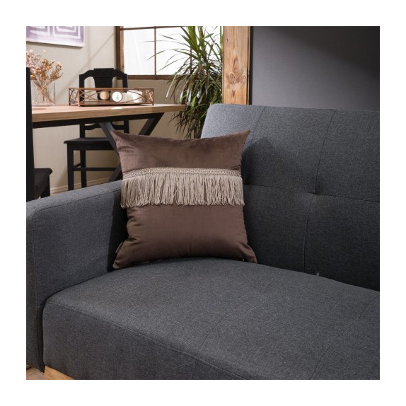 Μαξιλαροθήκη Διακόσμησης Teoran Velvet 03 Με Κρόσι - 45x45cm