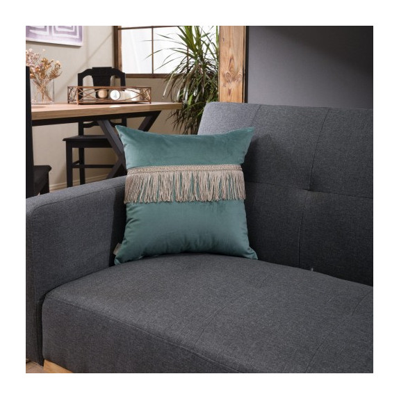 Μαξιλαροθήκη Διακόσμησης Teoran Velvet 15 Με Κρόσι - 45x45cm