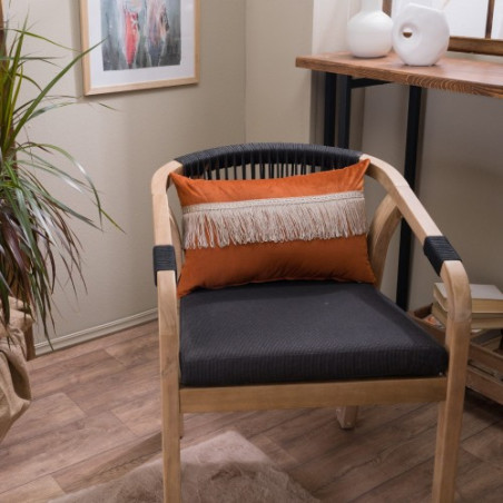 Μαξιλάρι Διακόσμησης Teoran Velvet 05 Με Κρόσι - 45x45cm με γέμιση