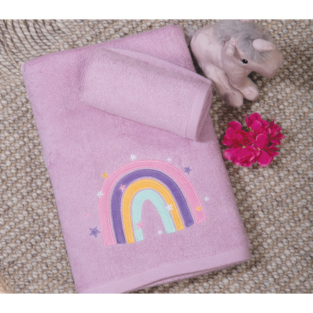 Σετ Παιδικές Πετσέτες 2 Τεμαχίων Nef-Nef  Water Rainbow Lilac 30x50,70x140