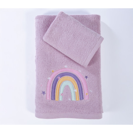 Σετ Παιδικές Πετσέτες 2 Τεμαχίων Nef-Nef  Water Rainbow Lilac 30x50,70x140