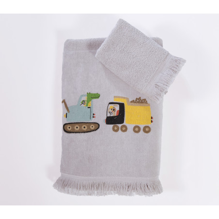 Σετ Παιδικές Πετσέτες 2 Τεμαχίων Nef-Nef  Fun At Work Grey 30x50,70x140