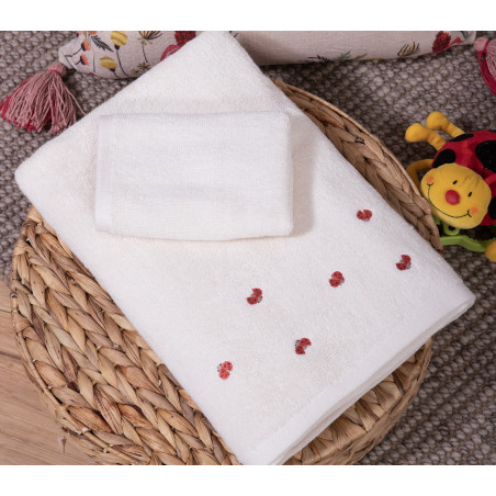Σετ Βρεφικές Πετσέτες 2 Τεμαχίων Nef-Nef Lady Bug Ecru 30x50,70x140