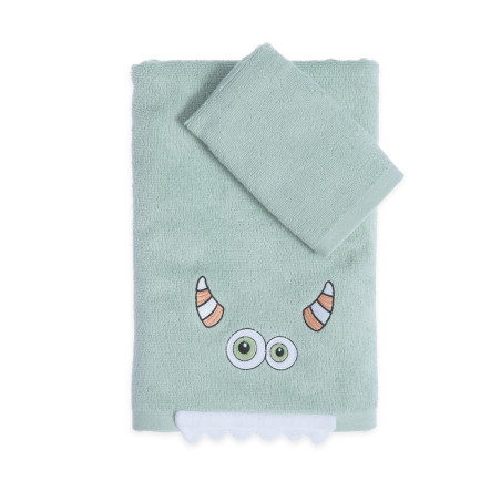 Σετ Βρεφικές Πετσέτες 2 Τεμαχίων Nef-Nef Alphabet Monster Pistachio 30x50,70x140