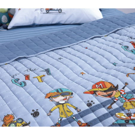 Παιδικό Κουβερλί Μονό Nef-Nef In The City Blue 180x240