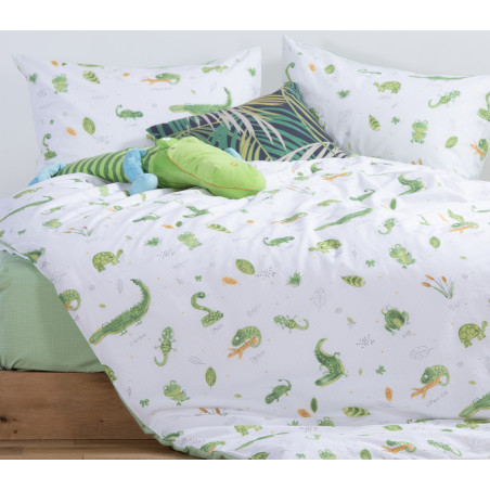 Σετ Παιδικά Σεντόνια Μονά 3 Τεμαχίων Nef-Nef Cute Reptiles White/Green 170x260