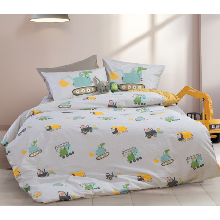 Σετ Παιδικά Σεντόνια Μονά 3 Τεμαχίων Nef-Nef Fun At Work Grey 170x260