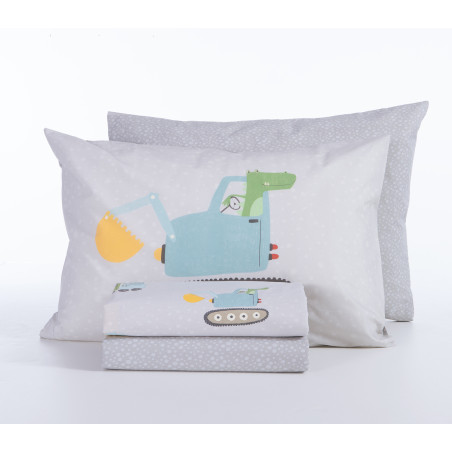 Σετ Παιδικά Σεντόνια Μονά 3 Τεμαχίων Nef-Nef Fun At Work Grey 170x260