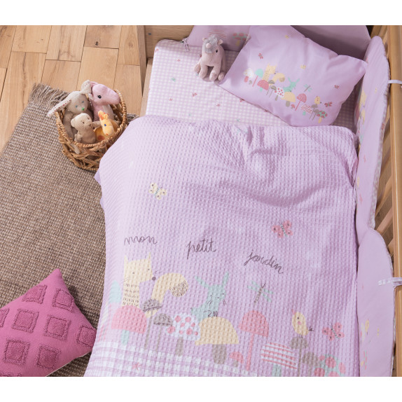 Κουβέρτα Κούνιας Nef-Nef Mon Petit Jardin Lilac 110x150