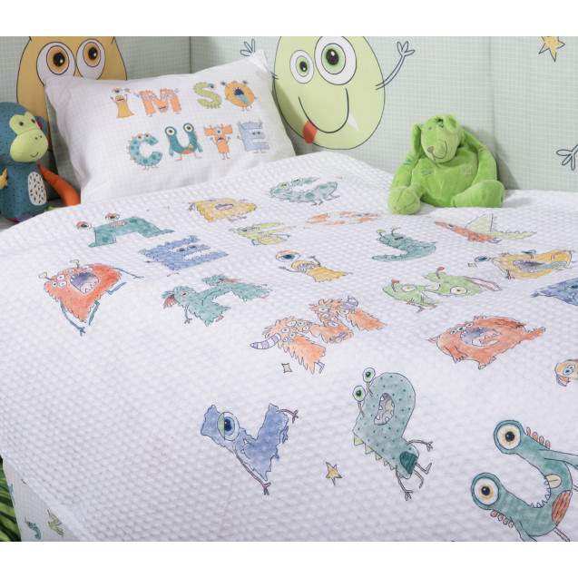 Κουβέρτα Κούνιας Nef-Nef Alphabet Monster White...