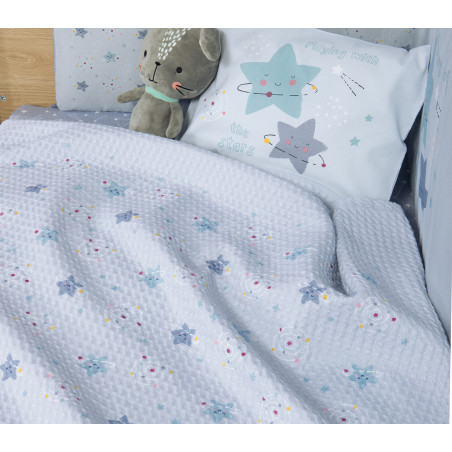 Βρεφική Κουβέρτα Πικέ Αγκαλιάς Nef-Nef Explore The Universe L.Blue 80x110