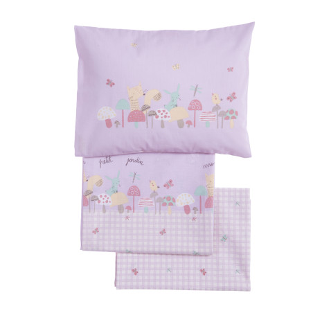 Σετ Σεντόνια Κούνιας 3 Τεμαχίων Nef-Nef Mon Petit Jardin Lilac 120x170