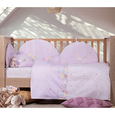 Σετ Σεντόνια Κούνιας 3 Τεμαχίων Nef-Nef Mon Petit Jardin Lilac 120x170