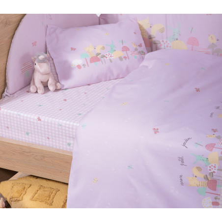 Σετ Σεντόνια Κούνιας 3 Τεμαχίων Nef-Nef Mon Petit Jardin Lilac 120x170