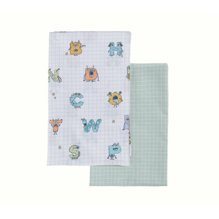 Σετ Σεντόνια Λίκνου 2 Τεμαχίων Nef-Nef Alphabet Monster Pistachio 70x120