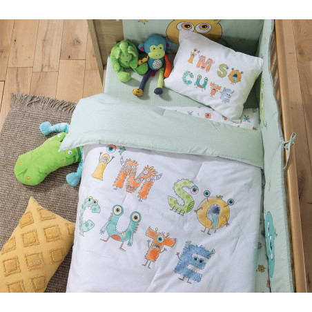 Βρεφικό Κουβερλί Nef-Nef Alphabet Monster Pistachio 110x140