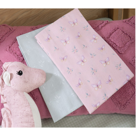 Σετ Σεντόνια Λίκνου 2 Τεμαχίων Nef-Nef Wings Of Joy Pink 70x120