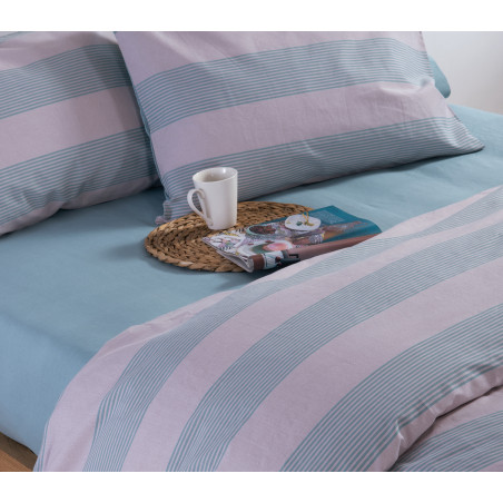 Σετ Σεντόνια King Size με Λάστιχο 4 Τεμαχίων Nef-Nef Casual Stripe Petrol 180x200+32