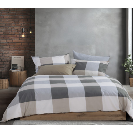 Σετ Σεντόνια King Size με Λάστιχο 4 Τεμαχίων Nef-Nef Casual Check Grey 180x200+32