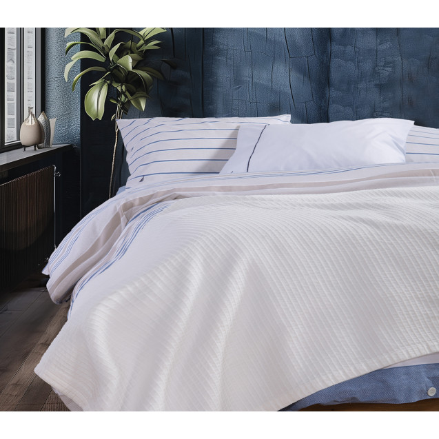 Κουβέρτα Πικέ Υπέρδιπλη Nef-Nef  Nau Navy White...