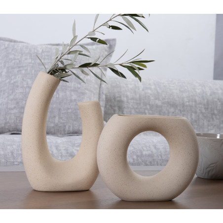 Κεραμικό Διακοσμητικό Βάζο Nef-Nef Jagi Ecru 17,5x5x13,5